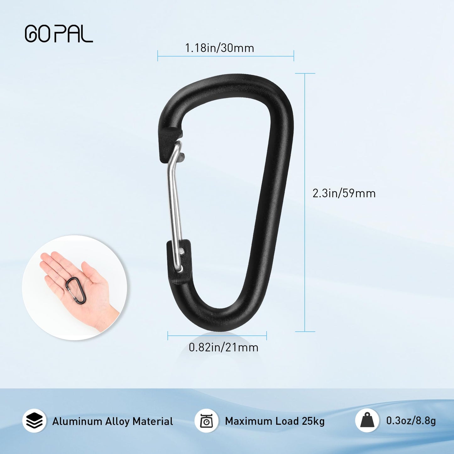 12PCS Small Carabiner Clip - 2.3" Mini Carabiners Keychain for Keys Water Bottle Dog Leash Camping Hiking, D Ring Hooks Aluminum