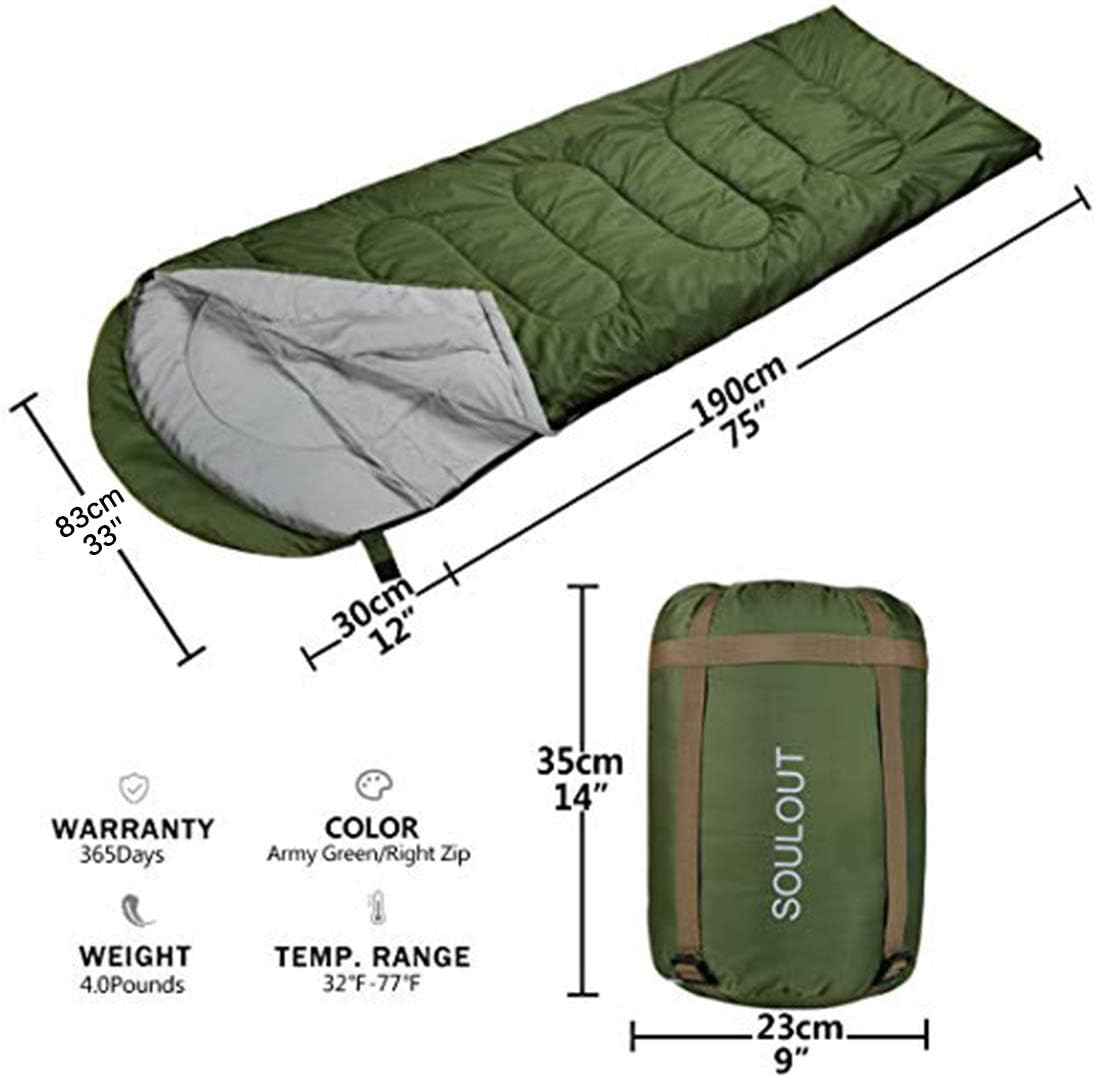 3-4 Season Sleeping Bag for Adults & Kids, Lightweight Warm Cold Weather Camping Bag with Waterproof Compression Sack – Portable for Hiking, Backpacking, Traveling & Outdoor Adventures