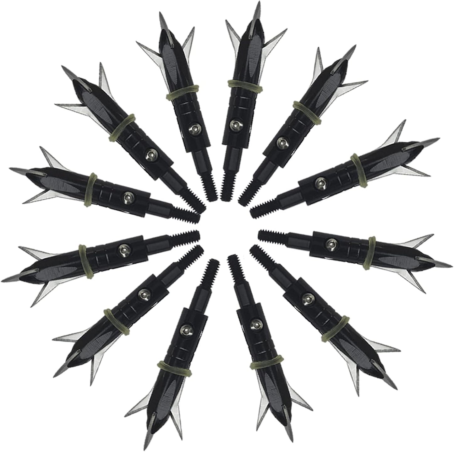 12pcs Hunting Broadheads 100 Grain Archery Broadheads 420 Stainless Steel Higher Hardness 2-Blades + 1 pc Broadhead Case for Arrowheads