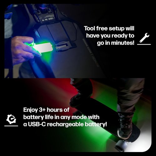 Shredlights SL-FX+ Underglow LED Night Light for Scooter, Skateboard & Bike Accessories | Rechargeable Wireless Flash Light with 10,000+ Color Combinations & App Control