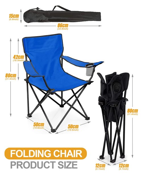 MOXTOYU Portable Camping Chairs Enjoy The Outdoors with a Versatile Folding Chair, Lightweight 2.2kg, Comfortable Beach Chair for Camping, Fishing, Parties, Barbecue,Blue