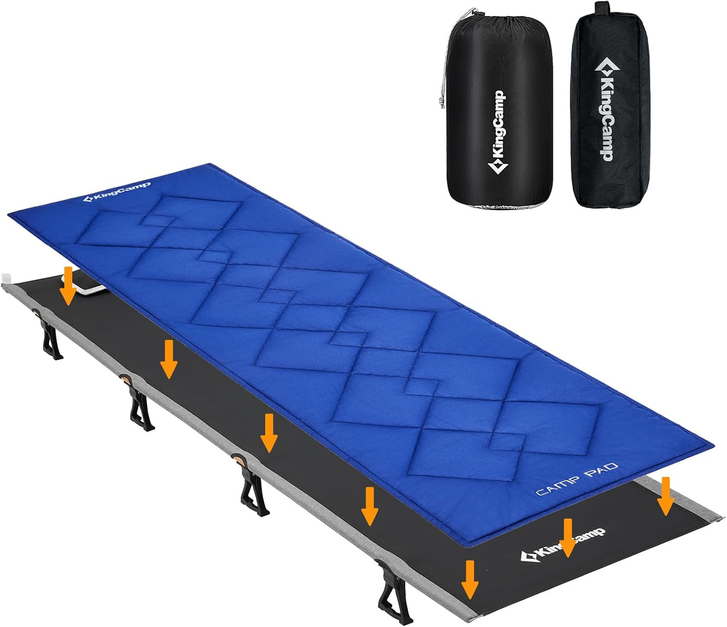 KingCamp Ultralight Camping Cot, Portable Folding Tent Camping Bed, Heavy Duty Sleeping Bed with Pillow for Adults Outdoor Backpacking Travel Hiking, Supports 350LBS, Orange