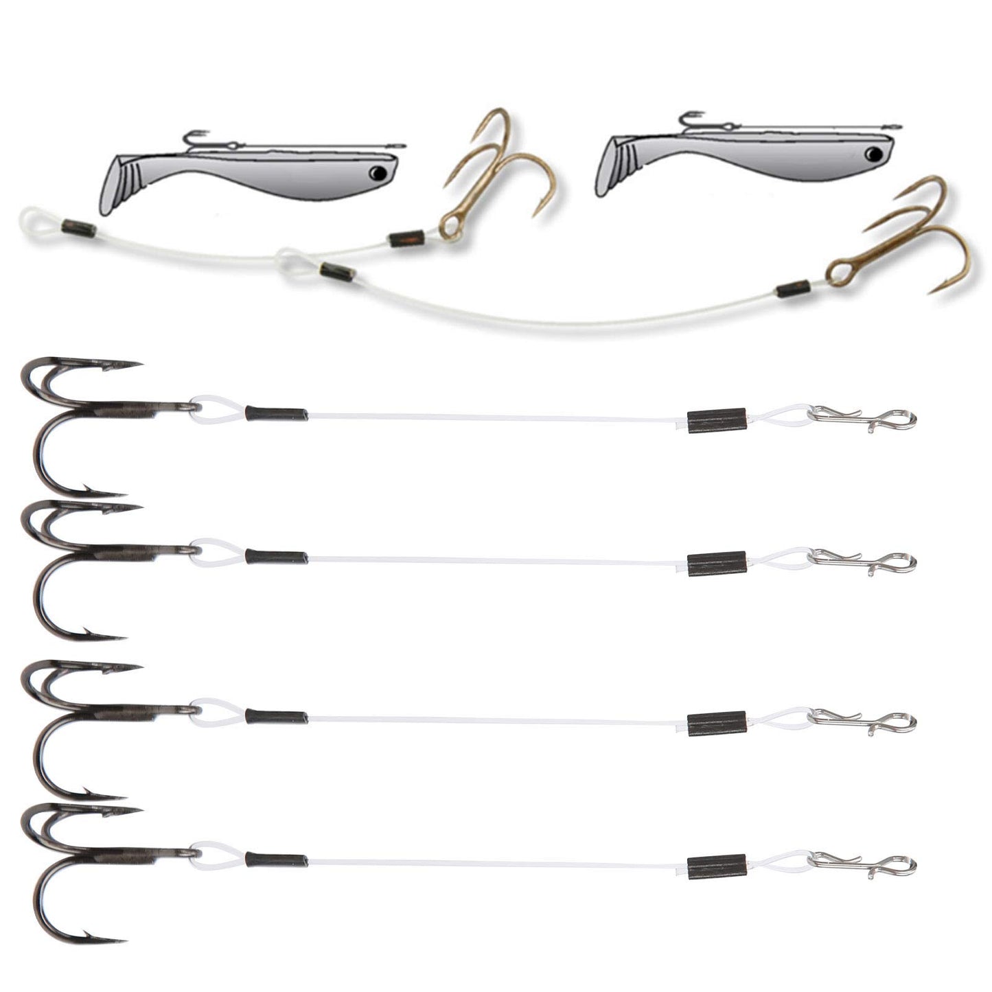 Haosie Stinger Hooks Walleye, Trailer Hooks Fishing, 6PCS Treble Hook, SGWL PK110 10cm / 4in Bass Hook for Lure Fishing