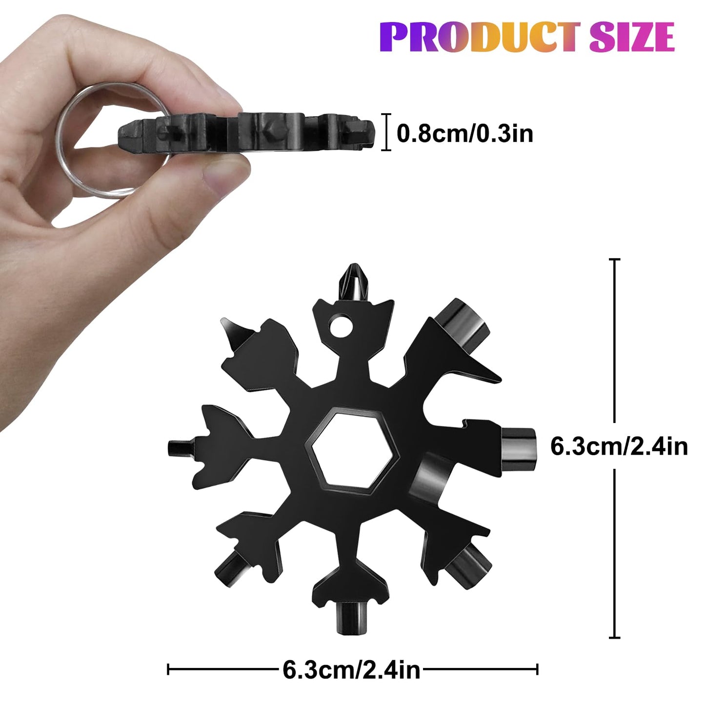 18-in-1 Snowflake Multitool Gifts for Men, 9 Pack Stainless Steel Snowflake Multi-Tool Christmas Stocking Stuffers Gifts for Men (Black)