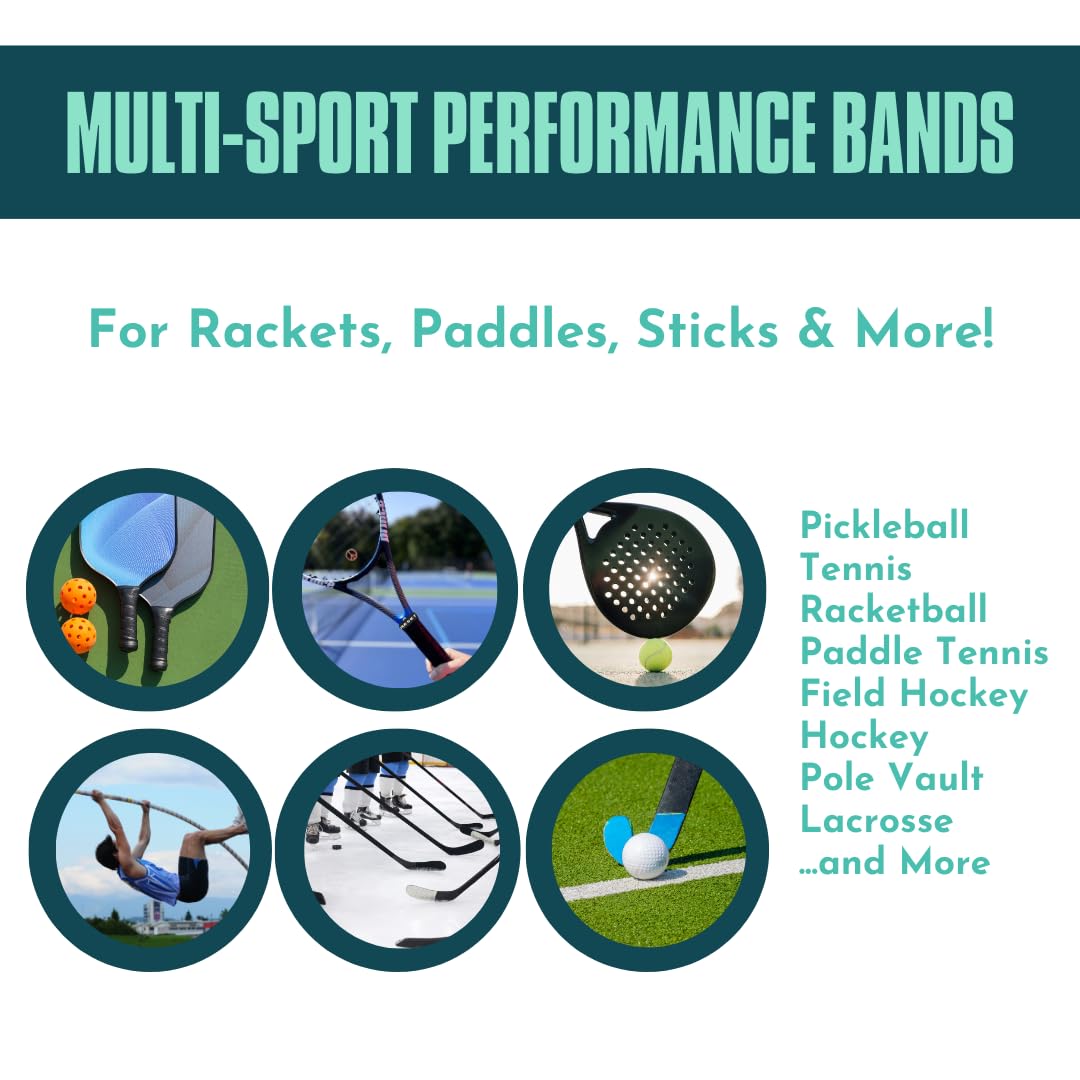 5 Pieces - BWYFA Reset Bands - Grip Bands for Pickleball Paddles, Tennis Rackets, and Hockey/Lacrosse Sticks + Video Course to Master Mental Resilience - 5 Pieces - BWYFA (Be Where Your Feet Are)