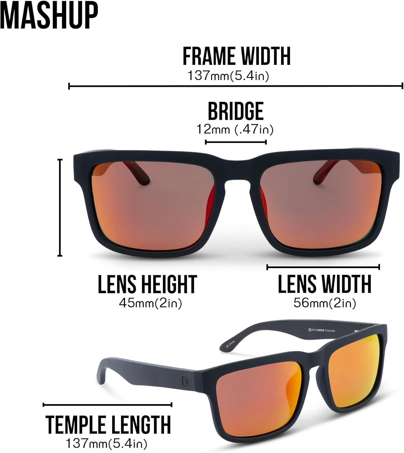 Optic Nerve Mashup Polarized Sport Sunglasses – Lightweight Sportwrap Frame, UV Protection, Anti-Glare – Unisex Fit