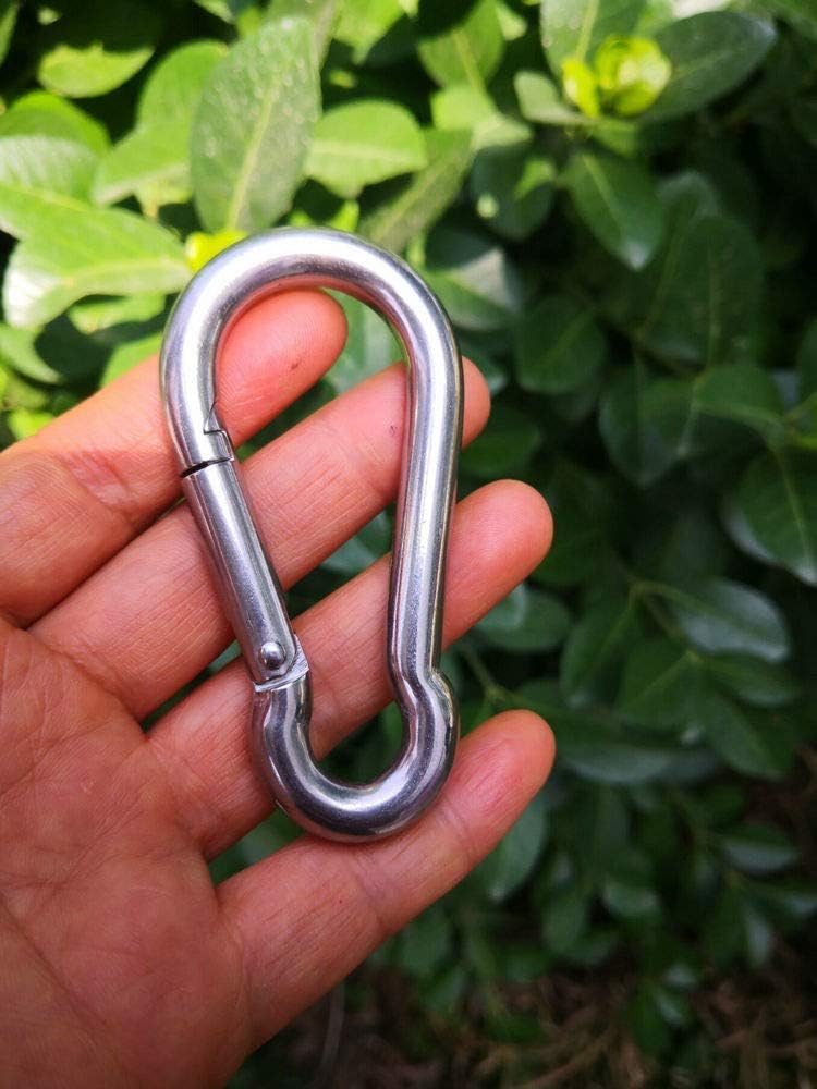 Jingyi 4mmx40mm Carabiner Clip Heavy Duty Snap Hook, 316 Stainless Steel Spring Clip Keychain, Holds Up to 40lbs(Max), Home use, 4pcs