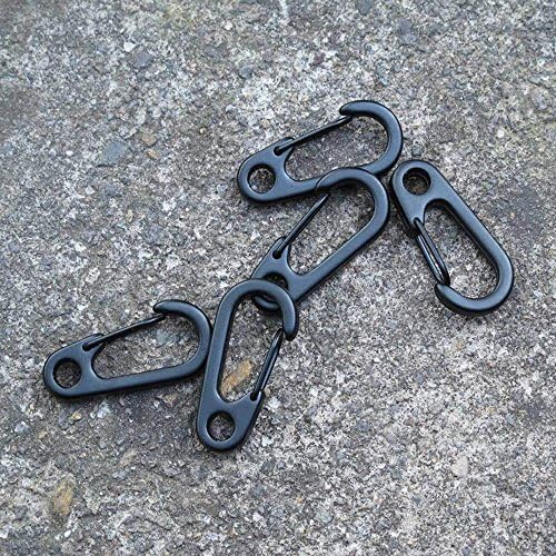 Mini Hanging Buckle, Uning Pack of 20Pcs Metal Spring Backpack Clasps Carabiners Hook EDC Keychain Fishing Camping Bottle Hooks Paracord Tactical Survival Gear (Black)