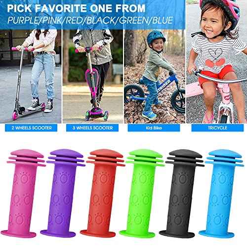 Kids Bike Grips - 105mm Bicycle Handlebar Grips with Mushroom Pattern for Bikes, Balance Bikes,Kick Scooters
