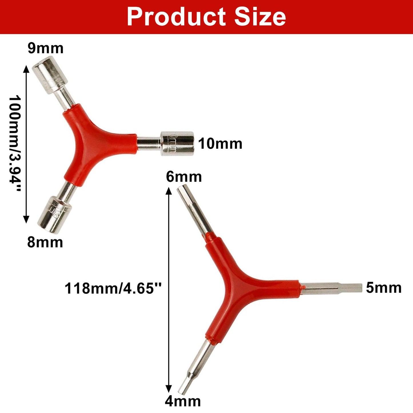 4Pcs Y-Shaped 3 Way Socket Wrench, Bike Repair Tools Triangle Allen Wrench Outer Spanners 4/5/6mm Bike Bicycle Cycling Wrenches Y-Type 8/9/10mm