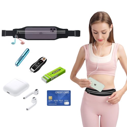 Slim Running Belt Fanny Pack for Men Women, Running Hiking Cycling Phone Holder, Reflective Runners Pouch Waist Pack for Workout, Money Belt, Running Gear Accessories Gift【Fits All Size Phones】