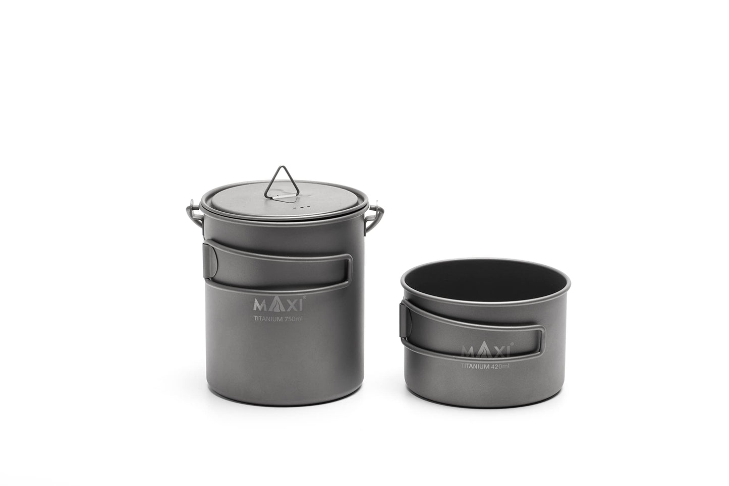 Titanium Stackable 750ml Pot & 420ml Bowl Set with Bail Handle – Space-Saving, Lightweight, Ideal for Outdoor Cooking