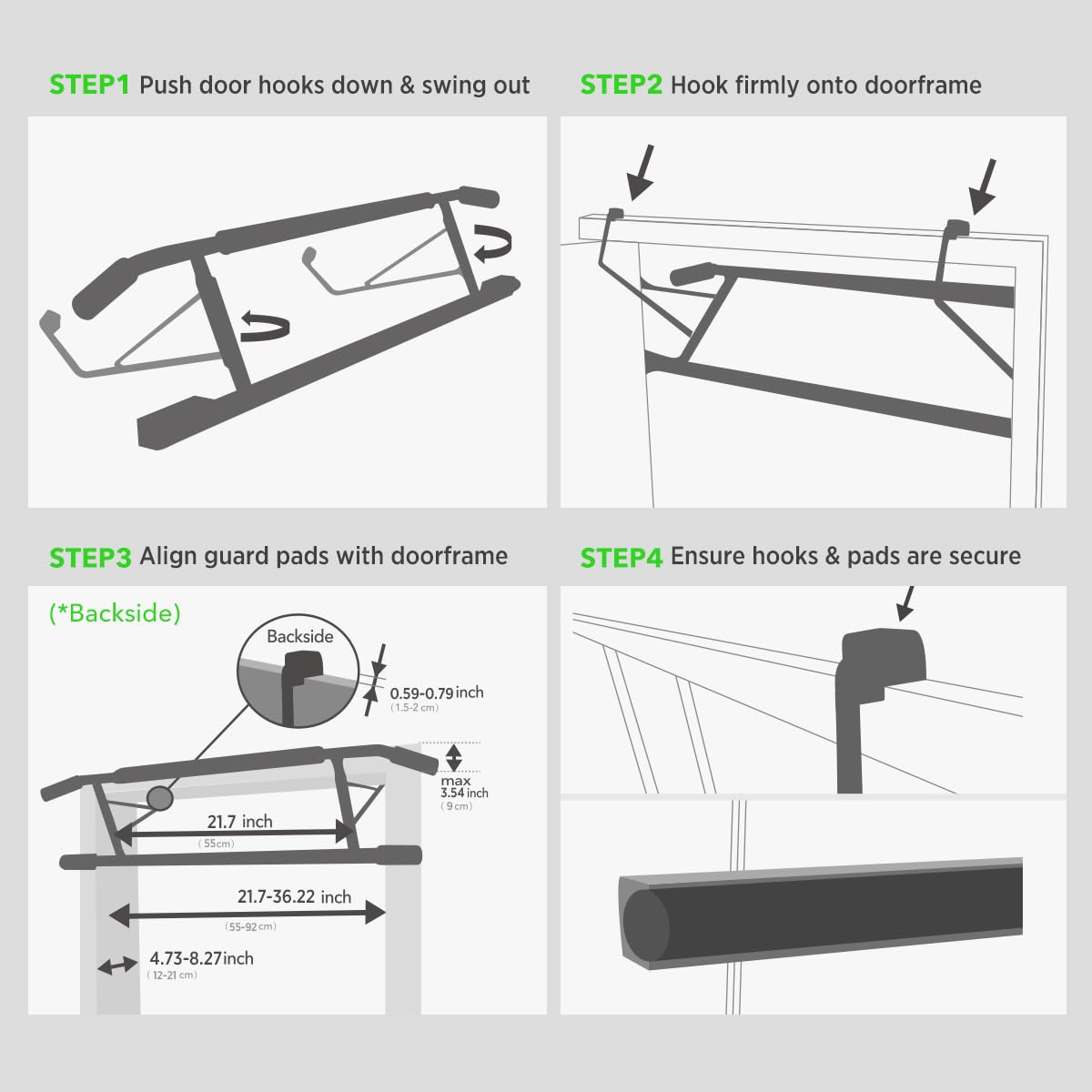 KAKICLAY Pull Up Bar for Doorway,2024 Upgrade Multi-Grip Hanging Bar for Home Gym, Max Capacity 440 lbs Multifunctional Portable Chin Up Bar - USA Original Patent, Designed, Shipped, Warranty
