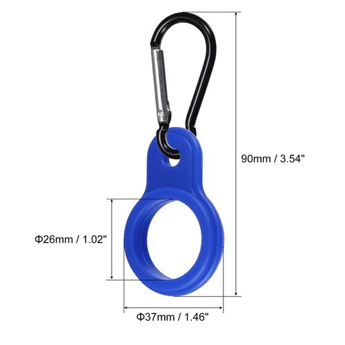 PATIKIL Silicone Water Bottle Clip with Buckle, 3 Pack Drink Holder Hook Keychain Clip Ring for Outdoor Activities Daily Use, Dark Blue Black
