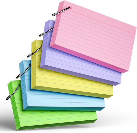 250 Count Pink Index Cards with Ring 3 x 5 Inch Heavyweight Ruled Index Cards, Flash Cards for School & Office Supplies and Home Organization, Durable Study To Do List Note Cards with Ruled Lines