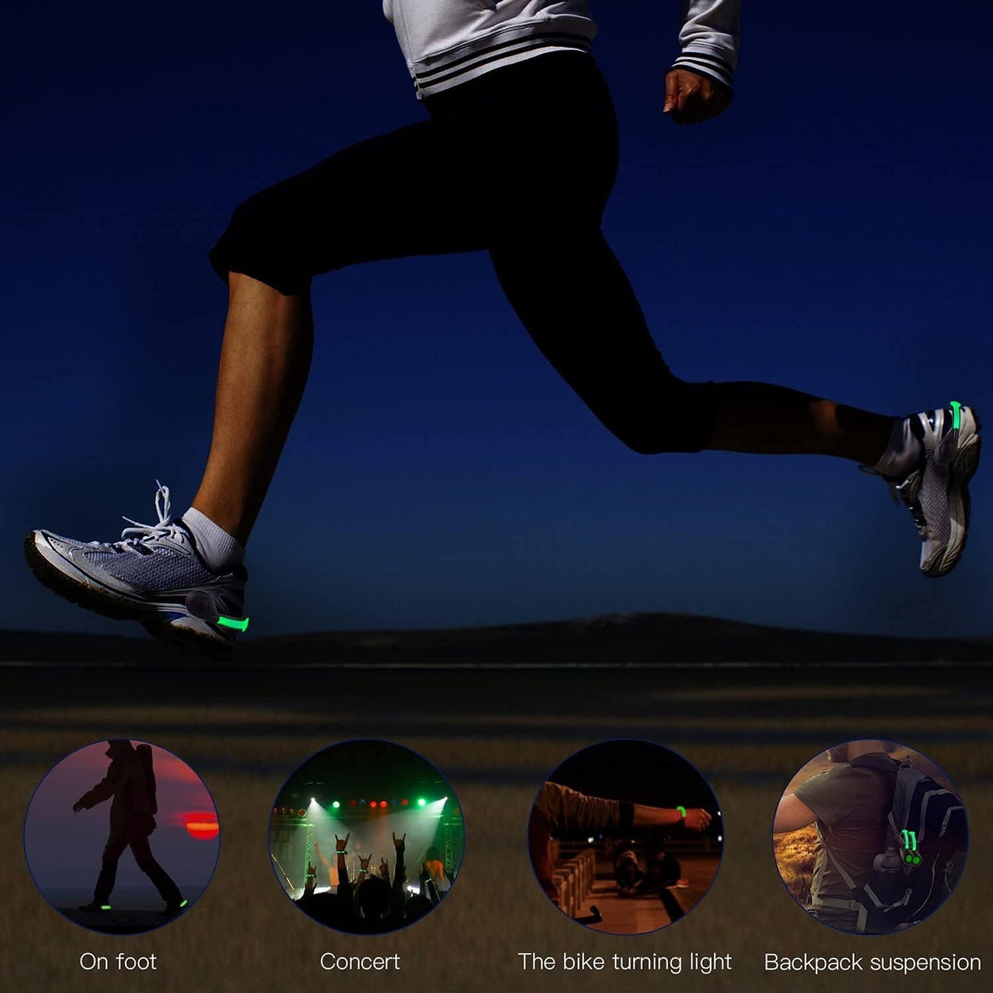 LED Shoes Clip Lights USB Charging for Night Running Gear, Color RGB Strobe and Steady Color Flash Mode, Safety Clip Lights for Running, Jogging, Walking, Biking(One Pair)