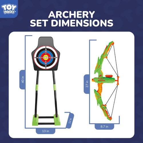 TOY Life 2 Pack Bow and Arrow for Kids 4 6 8 12 14 Years Old, Outside Outdoor Toys Games for Kids, Bow and Arrow Set with LED Lights, Archery Set with Movable Target and 40 Foam Darts