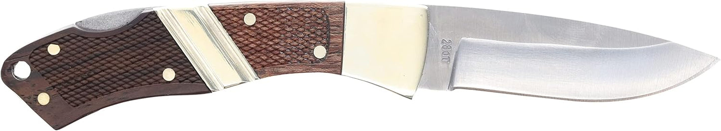 Old Timer 28OT Mountain Beaver Jr. 6.1in S.S. Traditional Lockback Folding Knife with 2.5in Clip Point Blade and Wood Handle for Outdoor, Hunting, Camping and EDC