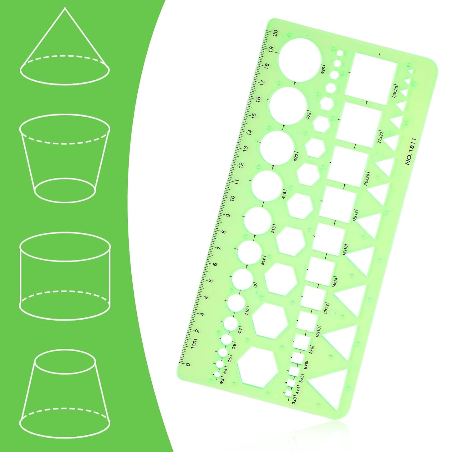 4 Pcs Plastic Circle Stencil Template, Multi-Function Circle Template for Drawings, Drafting Tools, Geometric Measuring Rulers for Office School Building Formwork Drawings(Green)