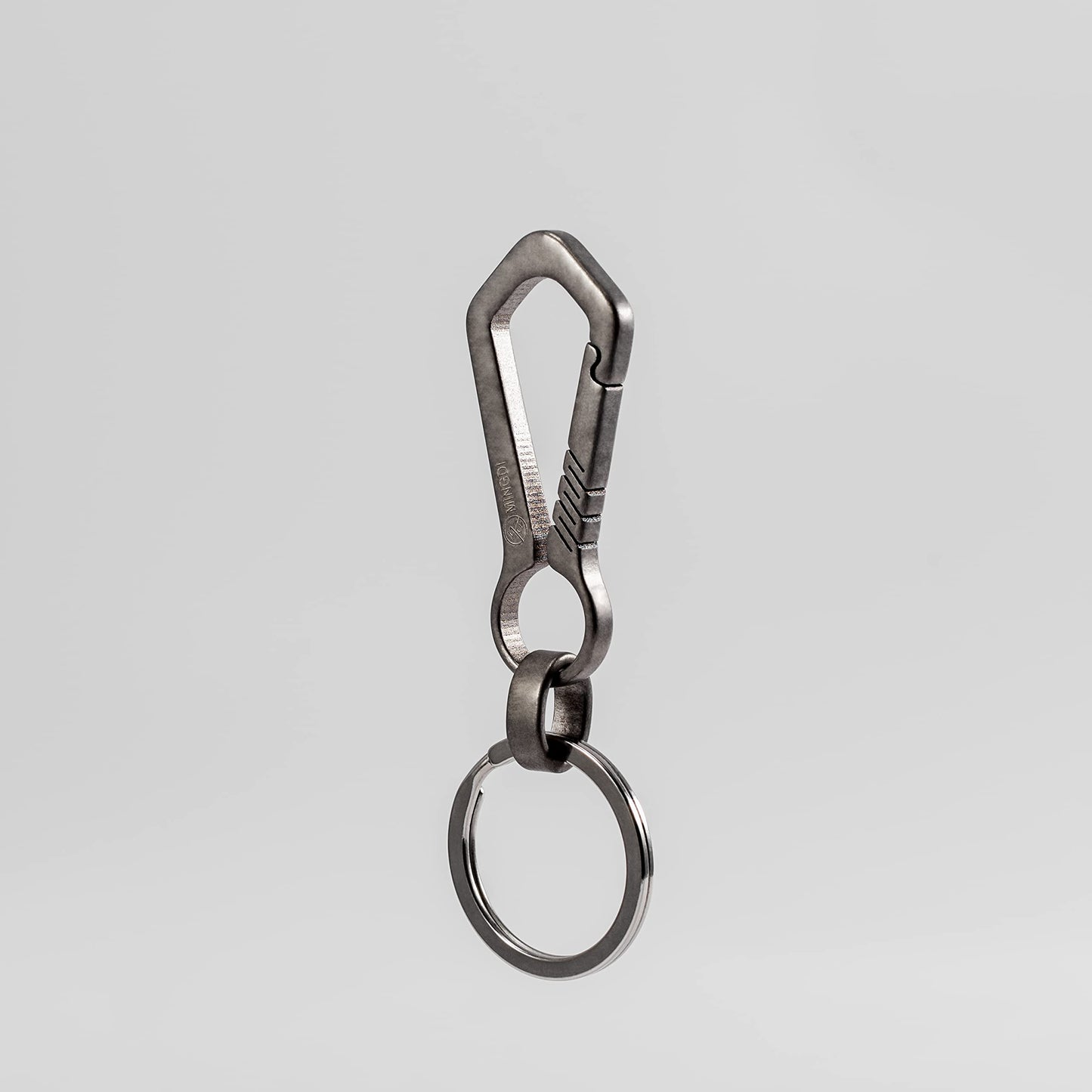 MING DI Titanium Carabiner Keychain Clip Minimalist Keychain Matte (Industrial Grey 8112-2)