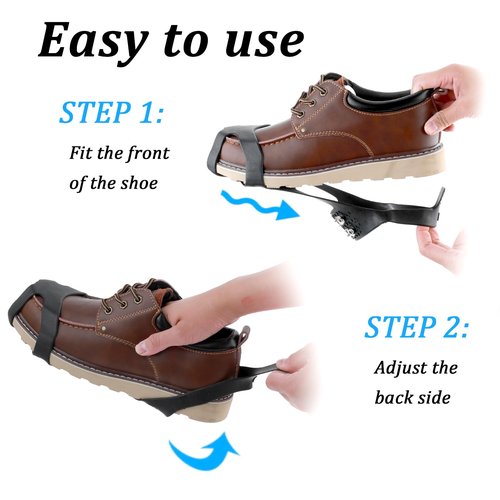 Crampons Ice Cleats for Shoes and Boots, Traction Cleats Ice Snow Grips with 10 Stainless Steel Spikes, Winter Outdoor Anti-Slip Crampon for Walking, Fishing, Climbing and Hiking(L)