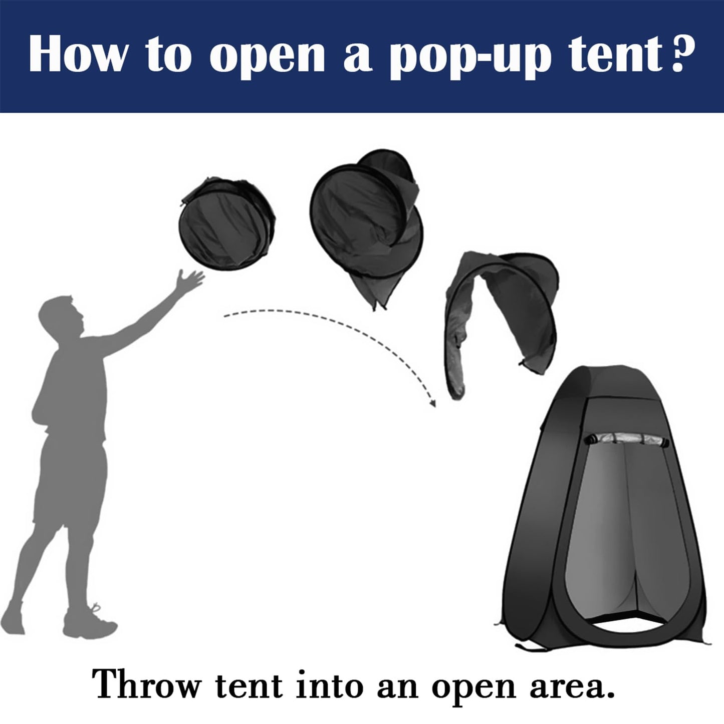 Petgin Pop Up Tent Upgrade Privacy Shower Tent Portable Outdoor Sun Shelter for Toilet Camping Biking Beach-Black