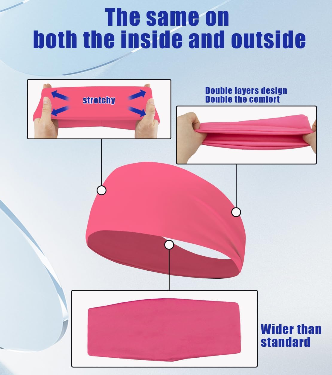 Sport Sweatbands | 4-Pack Summer Workout Headbands for Men & Women – Sweat Wicking
