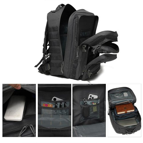 ONE WVW PIN Tactical Backpack for Men Bug Out Bag Army Pack Rucking Backpacks 45L MOLLE Military 3 Day Hiking Treeking Rucksack(Black Camo)