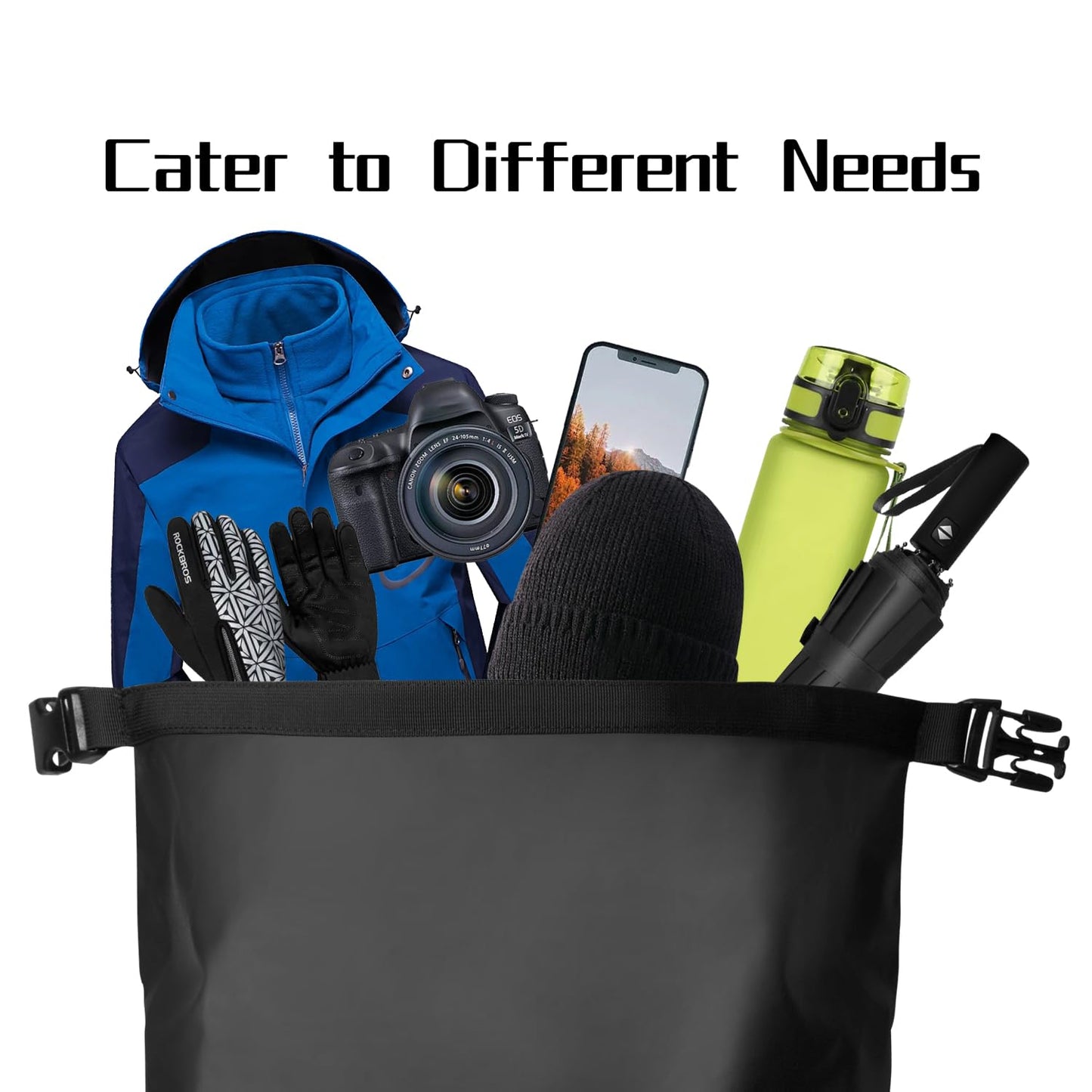 AFISHTOUR 35L Waterproof Backpack for Men and Women - Roll-Top Floating Dry Bag Backpack for Kayaking, Rafting, Boating, Beach (Black)
