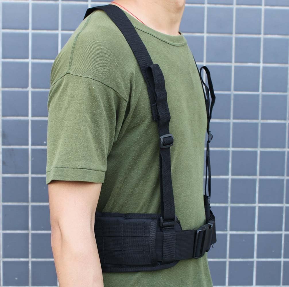 FAMI Tactical Battle Combat Airsoft Padded Equipment Molle Waist Belt with Adjustable Suspenders Free Straps