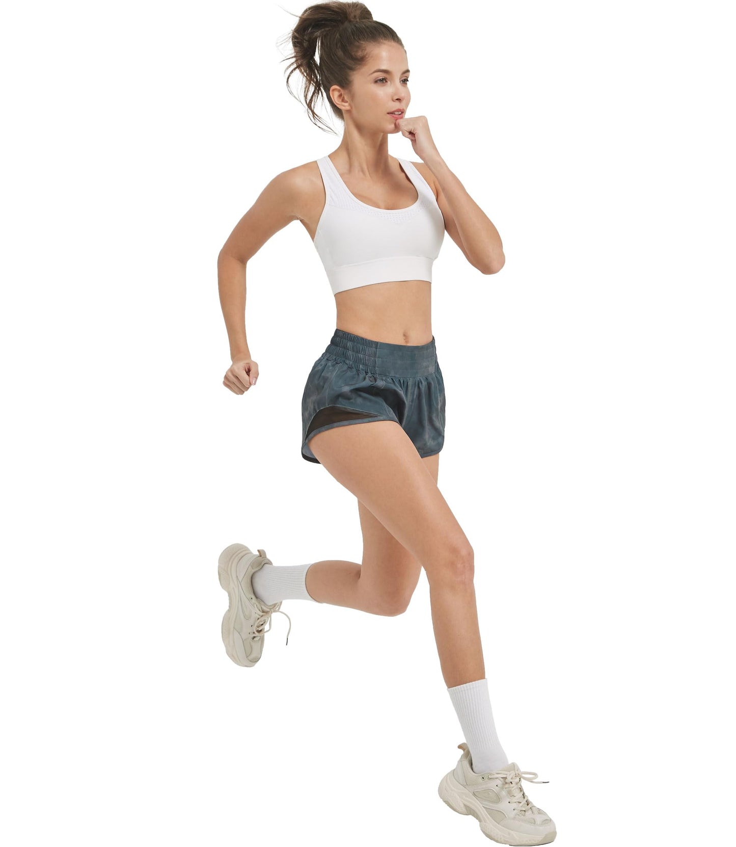 Attifall Women's High Waisted Running Shorts,2.5'' / 4'' - Quick Dry Sport Gym Athletic Shorts with Liner Zipper Pockets-Grey/a XXS