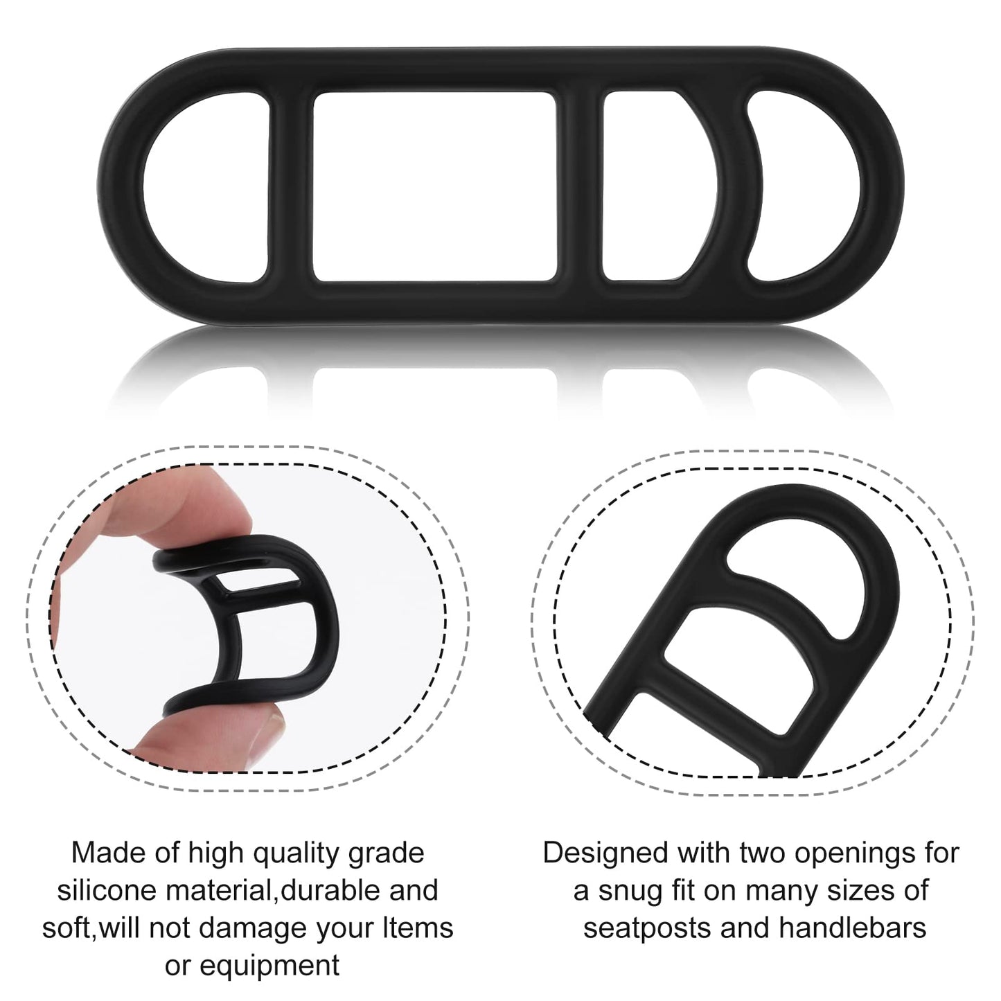 AIEX 8pcs Bike Silicone Mount Band, Bike Light Mount Band Bike Phone Mount Bands Strap (Black)