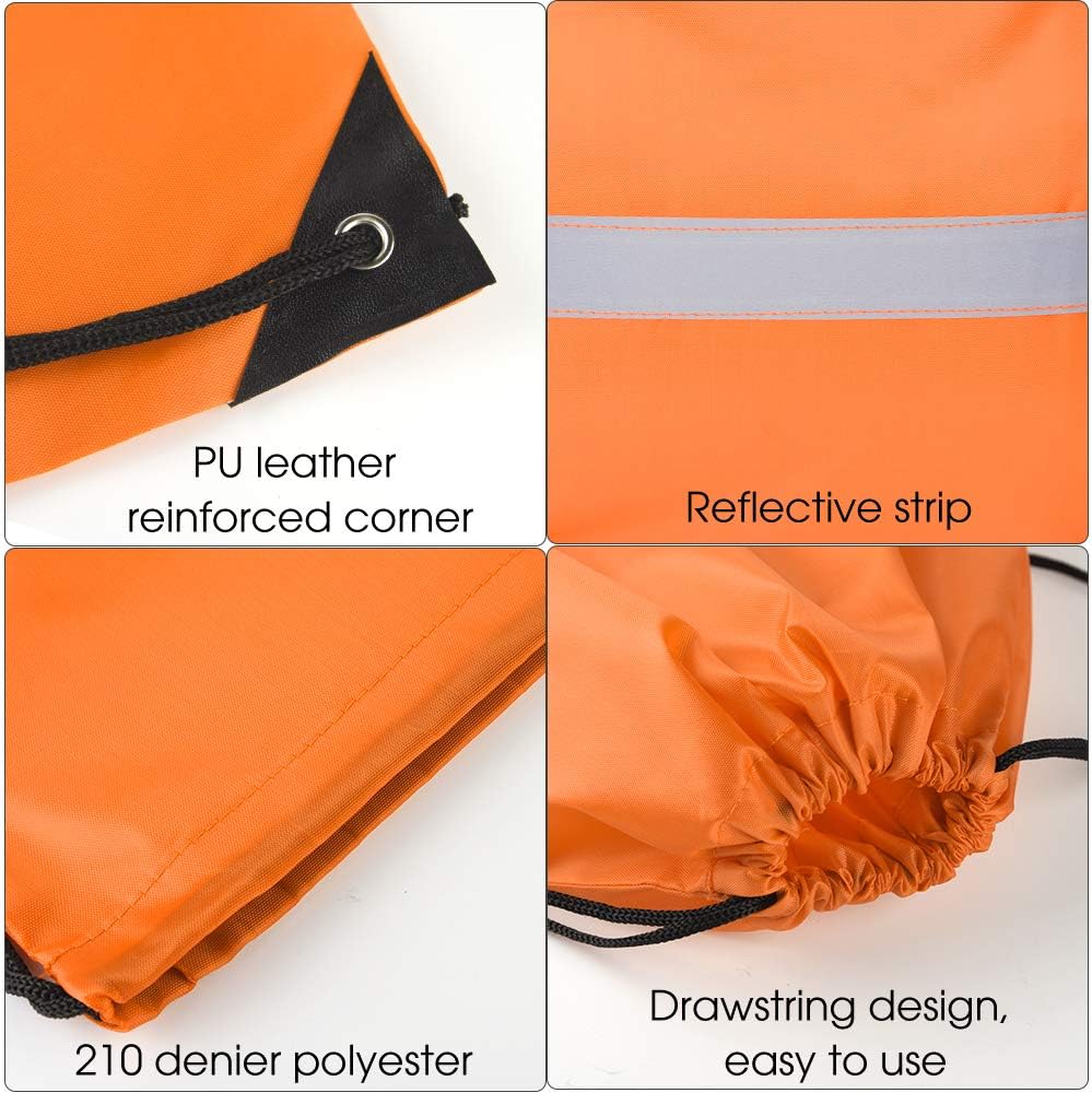 KUUQA 15 Pack Drawstring Backpack Bag Bulk Reflective Backpack String Bags Cinch Sack Backpack for Team Yoga Sport Gym Traveling