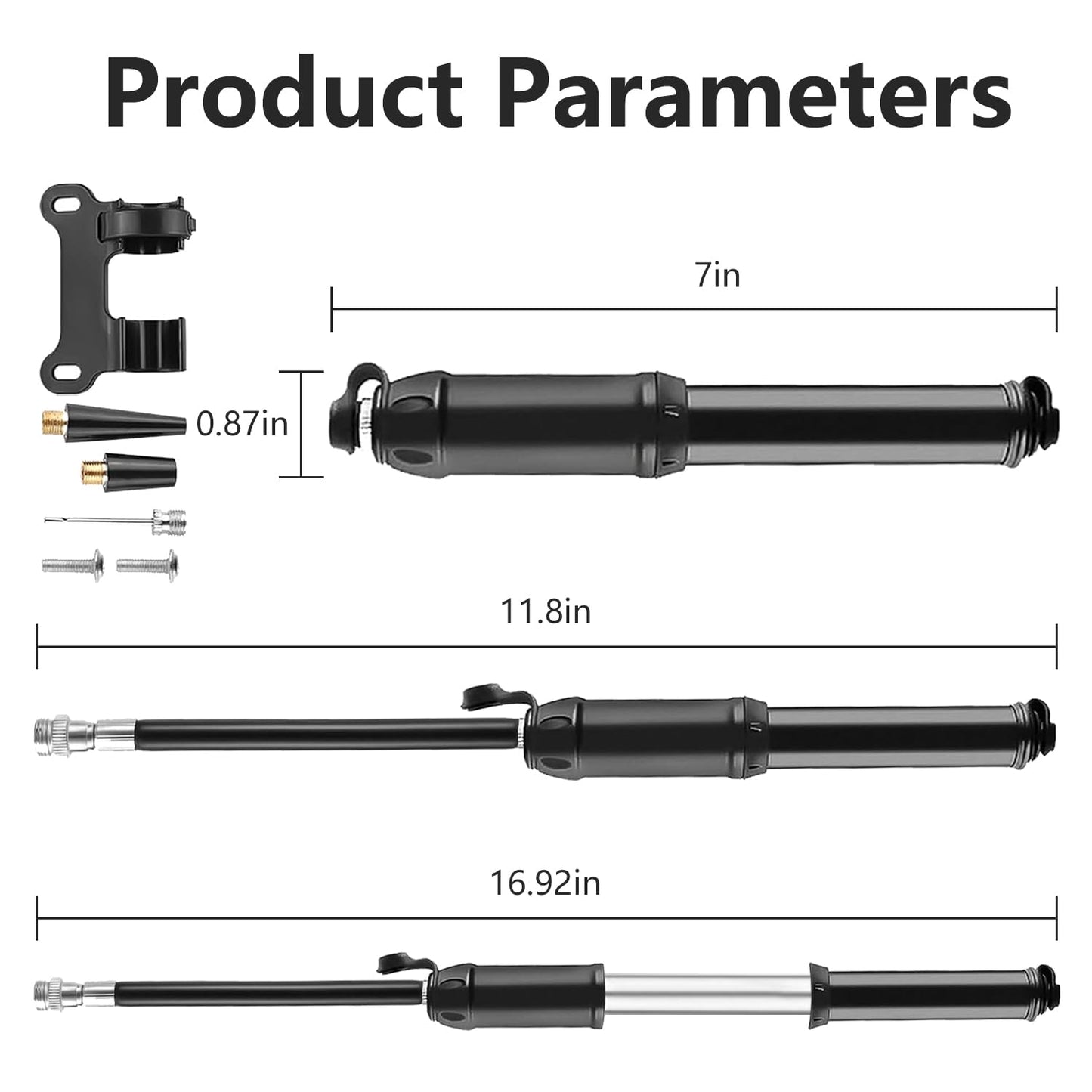 Mini Bike Pump, Portable High Pressure Bicycle Pump with Presta/Schrader Valve for Road MTB Scooter Tires Pump