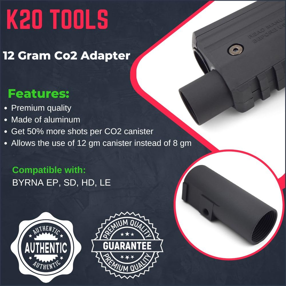 12 Gram Co2 Extender Adapter - Compatible with BYRNA LE/SD/HD/EP - Cartridge Boost Adaptor