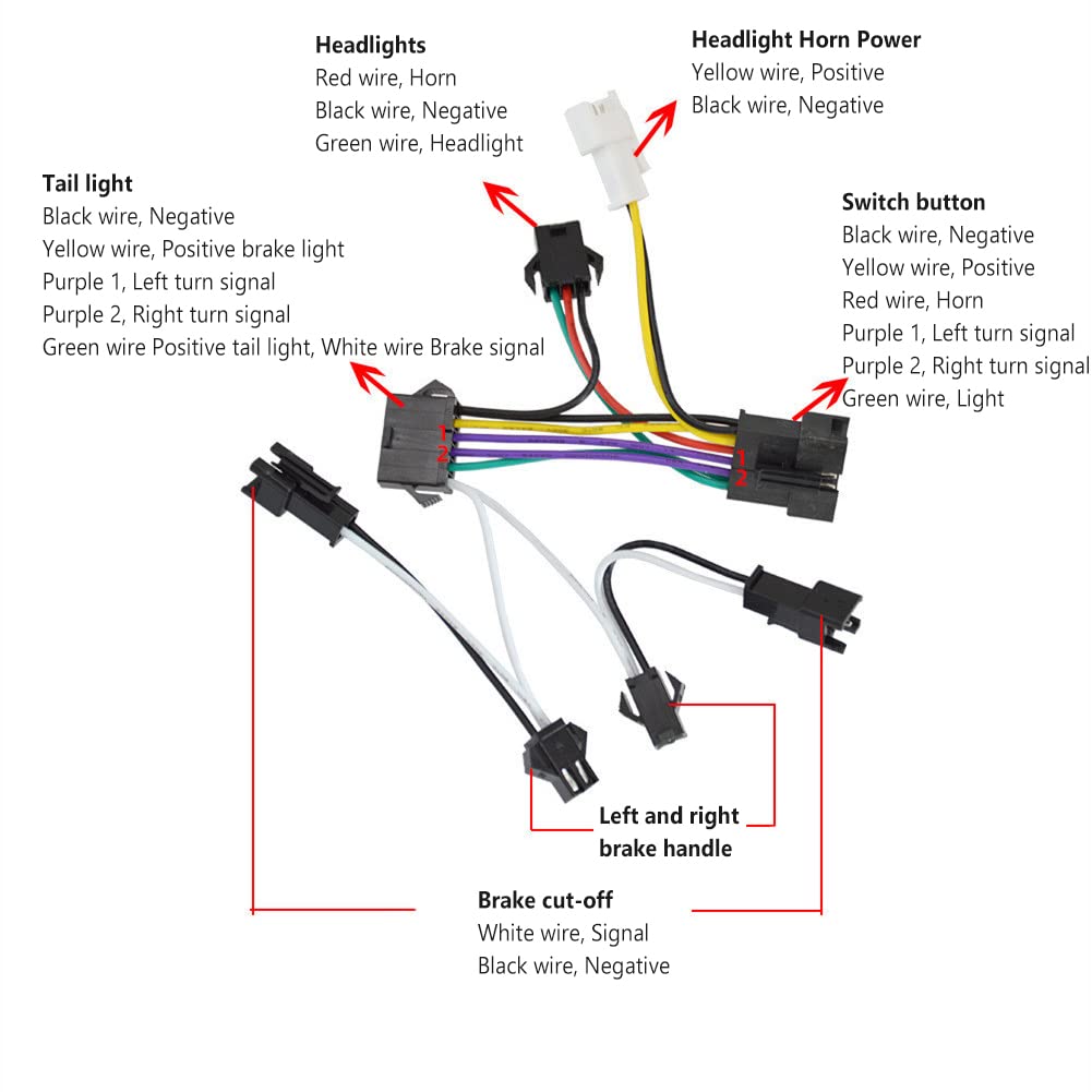 TEQIN Ebike Headlight and Tail Light Sets, 24V to 48V Front Rear Warning Lights Kit, LED Night Spotlight Cycling Modification Parts 24-48V