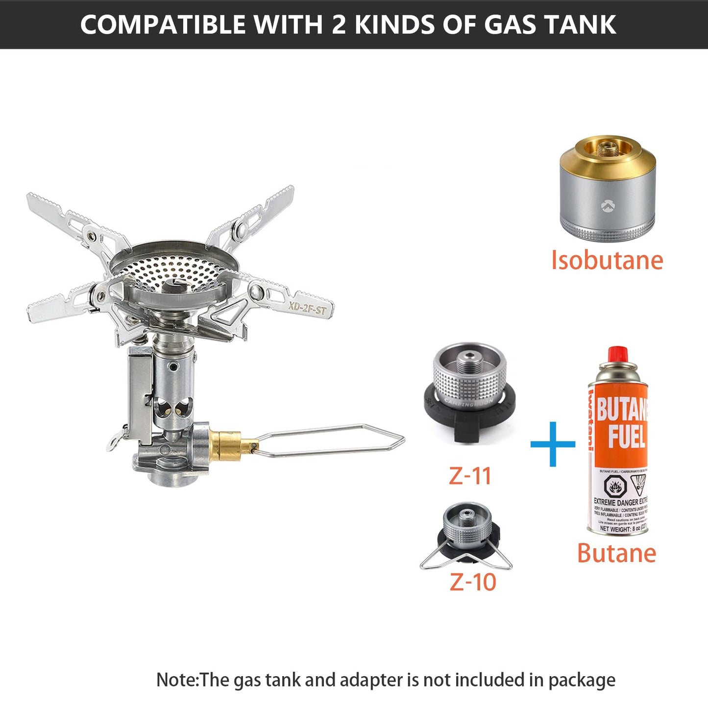 Campingmoon Portable Camping Gas Stove Ultralight Backpacking Stove With 4-Flex Outdoor Hiking Gear (XD-2F(With Igniter))