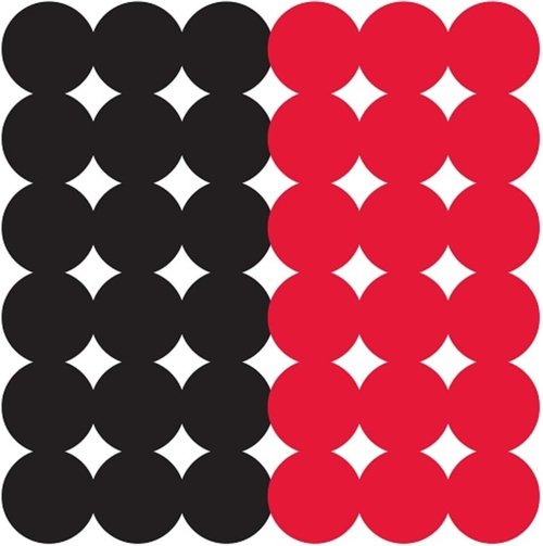 Birchwood Casey Dirty Bird Splattering 1" Adhesive Red/Black Target Repair Pasters for Indoor and Outdoor Use, 432 Targets (216 - Red, 216 - Black)