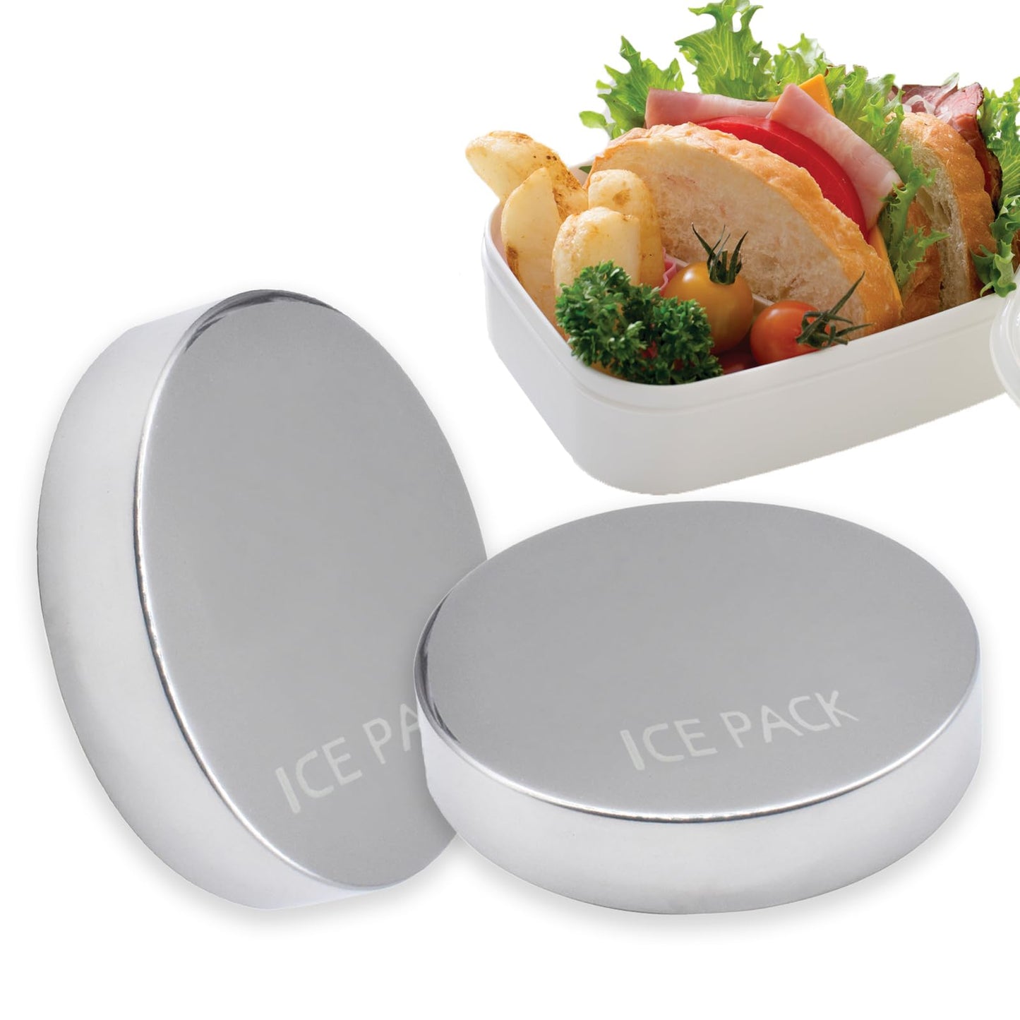 kerayapa 2 Packs Stainless Steel Ice Packs for Lunch Boxes - Reusable Quick Freeze Packs for Cooler, Bento, Lunch Bags - Long Lasting Cooling Ice Packs for Camping, Fishing, Picnics and Travel