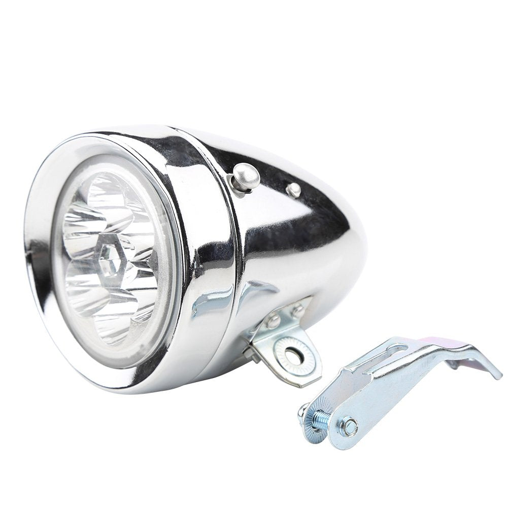 Headlight, 6 LED Light Vintage Front Light Headlight Flashlight Headlamp with Bracket (Silver)