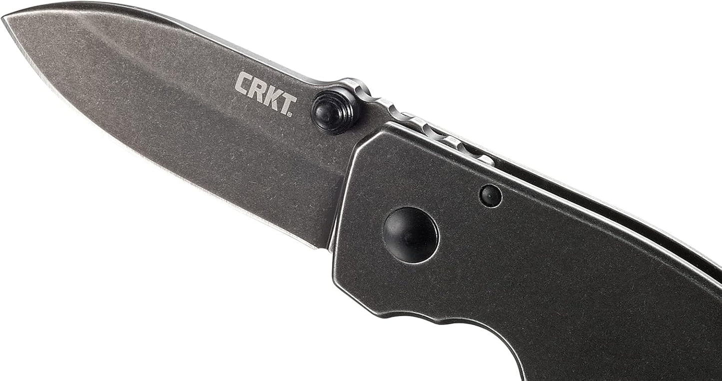 CRKT Squid Everyday Carry EDC Pocket Folding Knife with Frame Lock: Stainless Steel Plain Edge Blade, Stainless Steel Handle, Pocket Clip, 2490KS