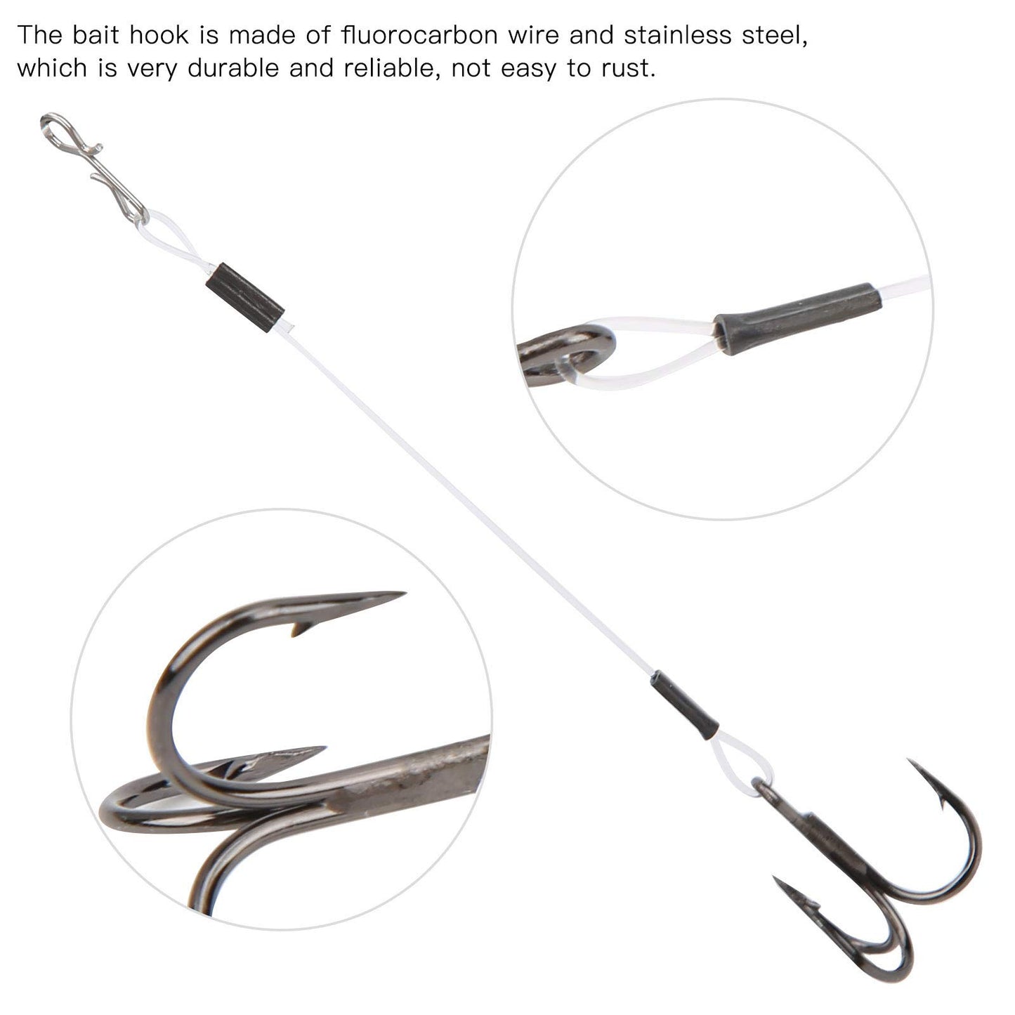 Haosie Stinger Hooks Walleye, Trailer Hooks Fishing, 6PCS Treble Hook, SGWL PK110 10cm / 4in Bass Hook for Lure Fishing