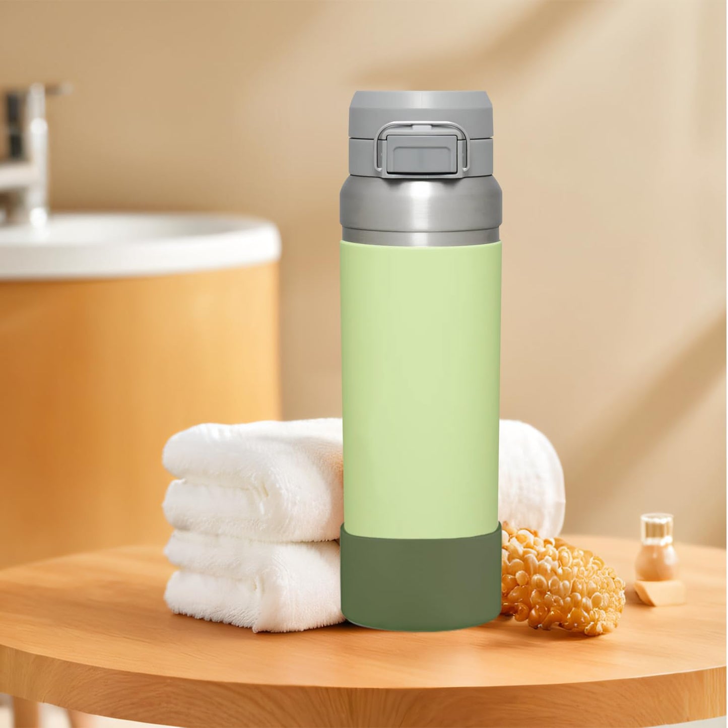 2 Pcs Silicone Boot Sleeve Compatible Stanley Quick Flip GO Water Bottle,for Stanley Quick Flip GO Water 36oz Bottle Boot.Avoid Scratches and Noise (Military Green, 36oz)