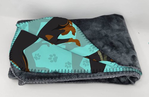 Caroline's Treasures MLM1021TBLT Doberman Pinscher Soft Travel Blanket with Bag Airplane Blanket, Indoor Outdoor Camping Blanket for Traveling, Picnics, Beach Trips, Concerts