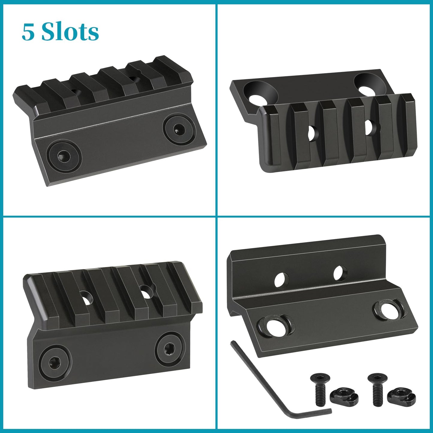 Karatgold 45 Degree Offset Single Picatinny Rail Mount, 3 Slot+5 Slot