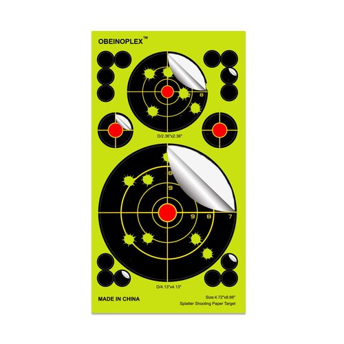 Paper Shooting Targets, High Visibility Splatter Targets, Multi-Bullseye Splatter Target - Easily Check The Shots Burst Bright Fluorescent Yellow in a Distance. 50 Pack