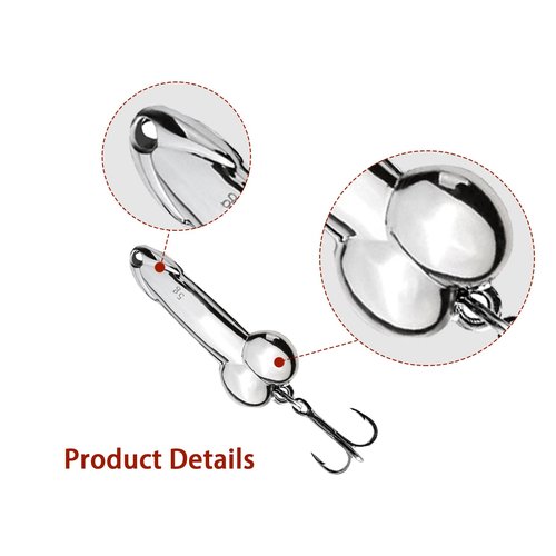 4Pcs Funny Fishing Lures, Top Water Bass Fishing Lures, Bass Fishing Gear Spinner Baits Freshwater Saltwater Fishing Equipment Fishing Hook Gift for Fathers Day, Fishing Gifts for Men(Silver, Gold)