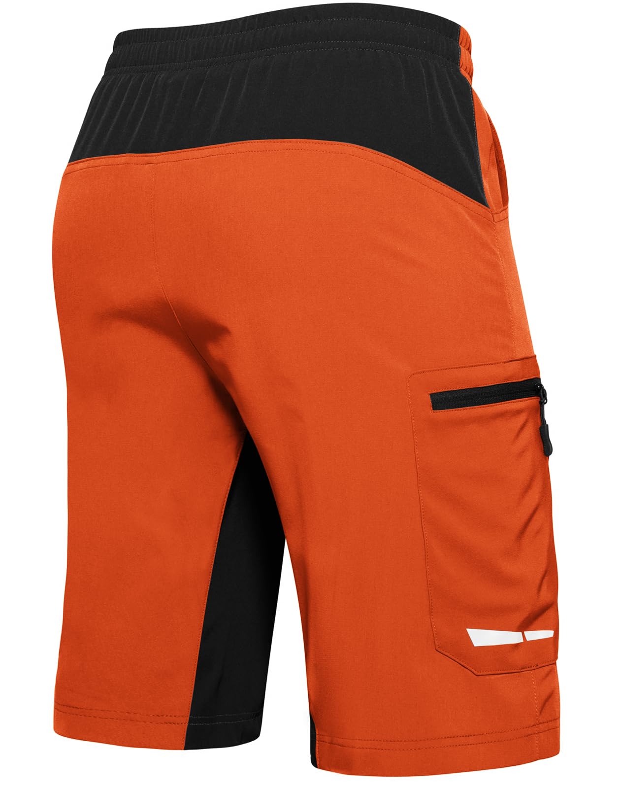 Ally Men's Mountain Bike Shorts 4D Padded Lightweight Loose-fit with Zipper Pockets for Biking Cycling Bicycle Riding Biker (Attached-pad Orange, Medium)