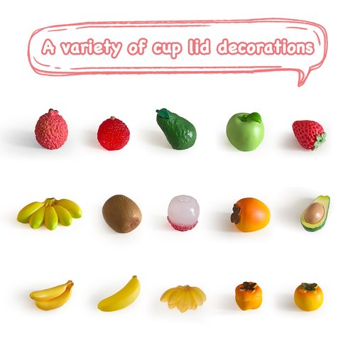 Xyntara Fruits Stanley Cup Lid Accessories 17pcs,Straw Toppers for Stanley Cups 40 Oz Cute,10mm Silicone Straw Covers Cap for Tumblers