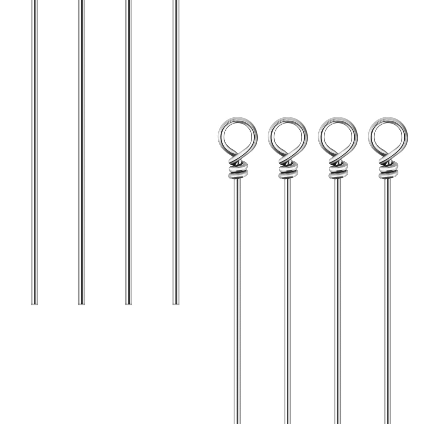 100 Pack Fishing Looped Spinner Shaft, Fishing Shaft Wire Stainless Steel Spinner Bait Wire Fishing Spinner Shaft Fishing Lure Making Supplies Rigs for Freshwater Bass Trout Walleye Salmon Catfish